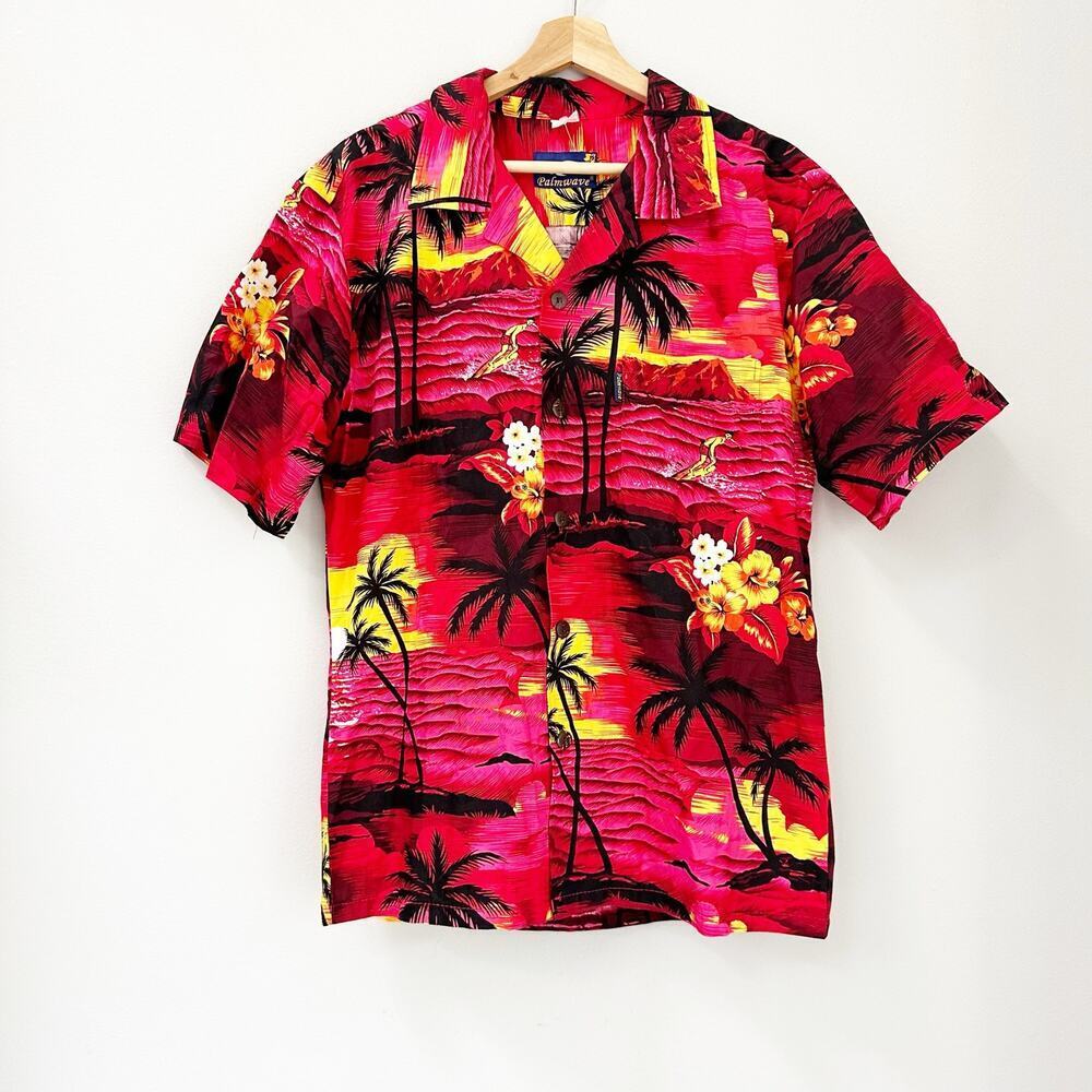 Palmwave Hawaii 100% Cotton Button Down Shirt Short Sleeve Size Small